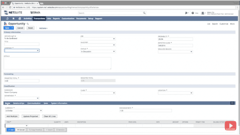 How To Create A Netsuite Opportunity Record - Sikich