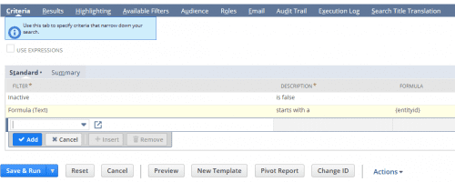 Using NetSuite Saved Seach Formulas as Filters