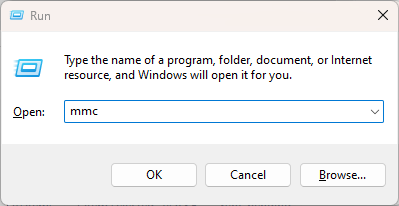 Run dialog box