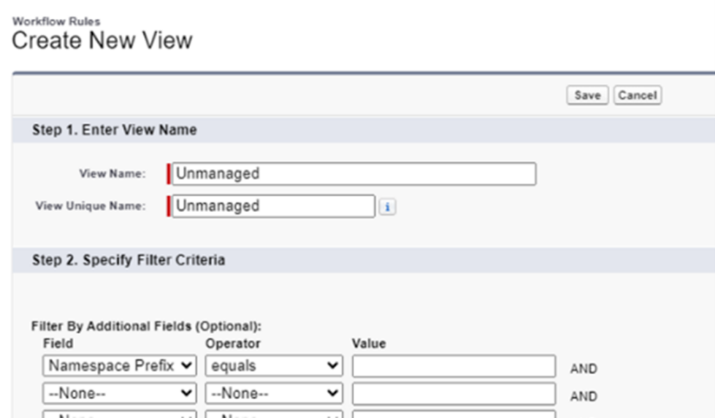 Workflow Rules - Create New View